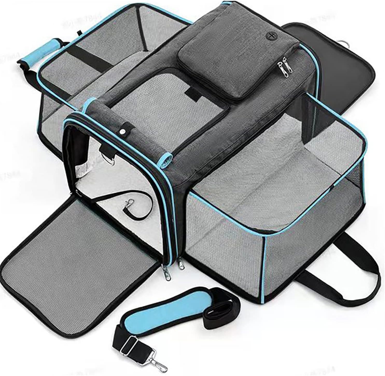 Expandable Pet Carrier Bag, Airline Approved Cat Travel Bag, 2 Sides
