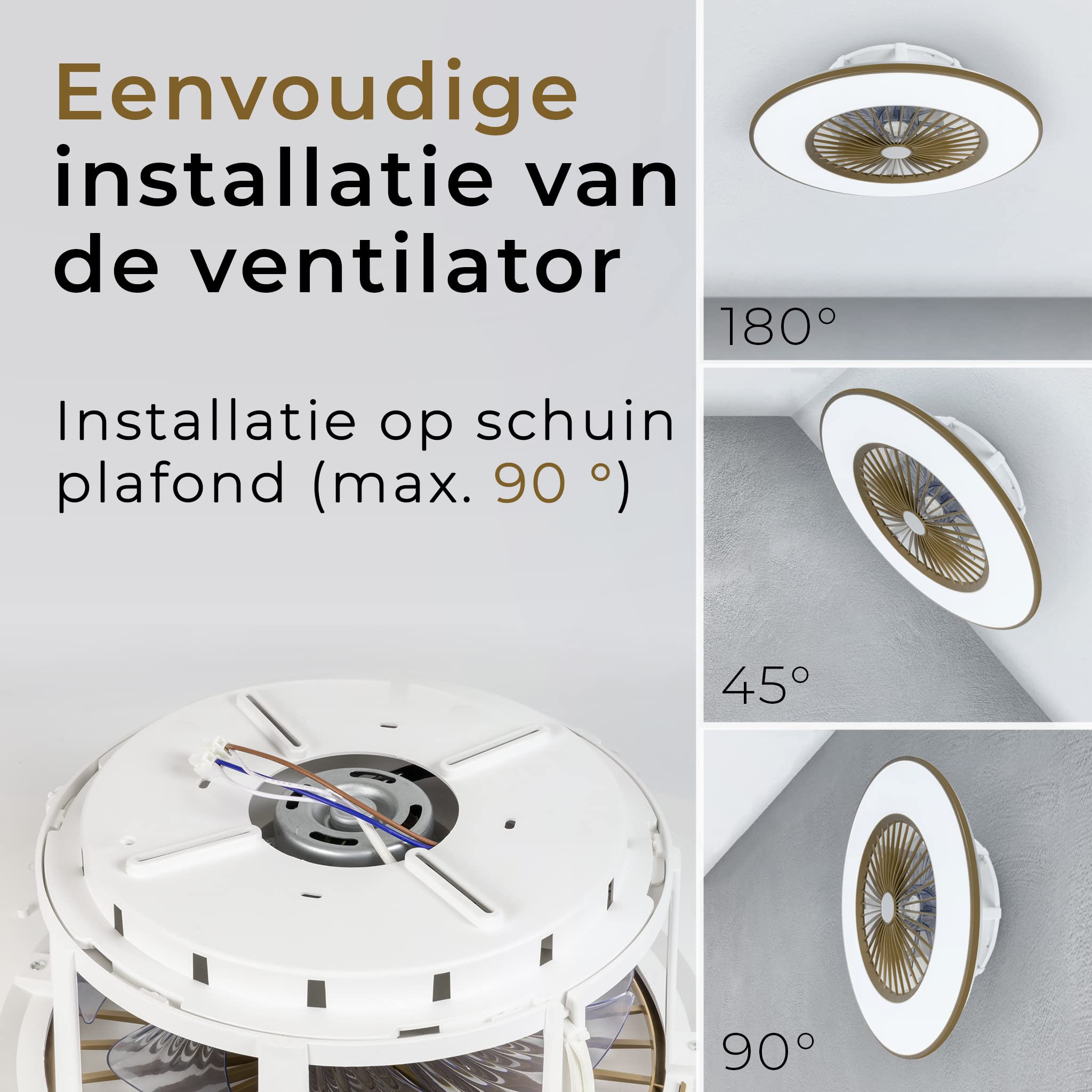 Plafondventilator met lamp Noaton 11056CR Vega, dimbaar LED max 40 W, 3 kleurtemperaturen, afstandsbediening, timer, luchtstroom tot 45 m3/min, 56 cm bruin, Bluetooth speaker, voor woonkamer