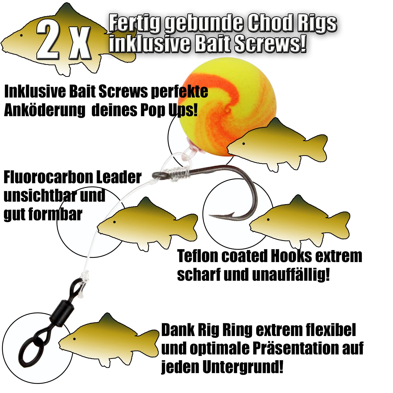 Angel Berger, amo da pesca per boilierig, chod rig, pop up rig, confezione da 3.