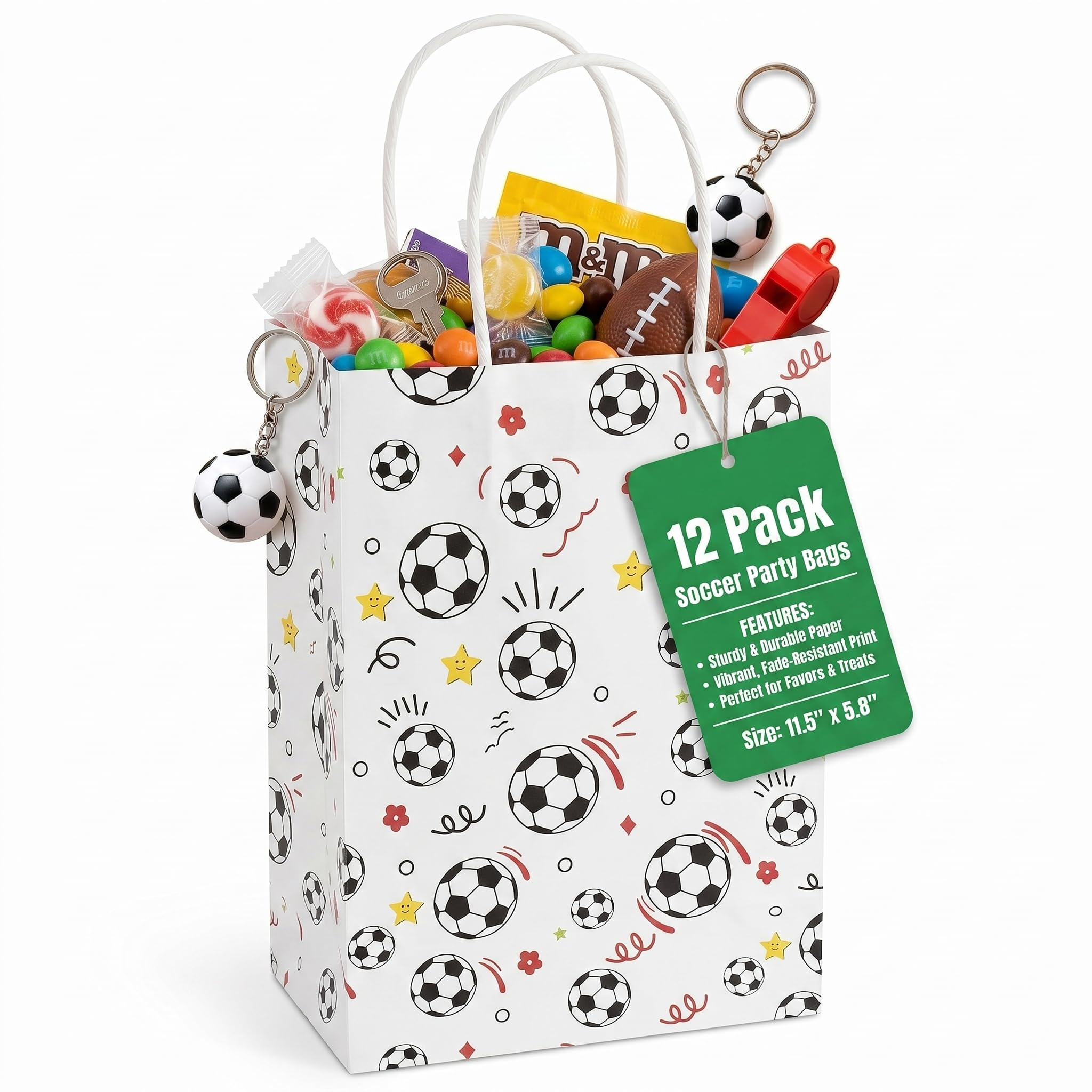 Bolsas de regalo de fútbol Veemoon de papel resistente que no se rompen 8
