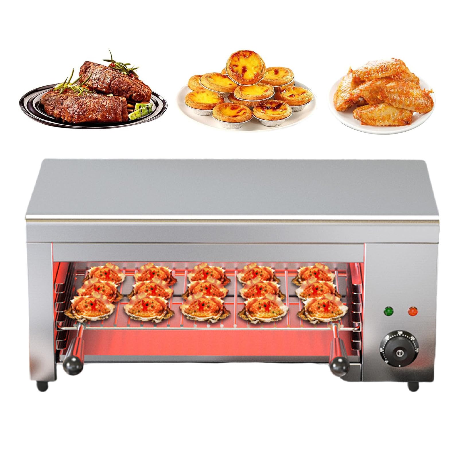 Horno de parrilla de queso montado en la pared de acero inoxidable con temperatura de 122-572 °F, 2000 W eléctrico Salamandra Queso Melter para sándwiches de queso