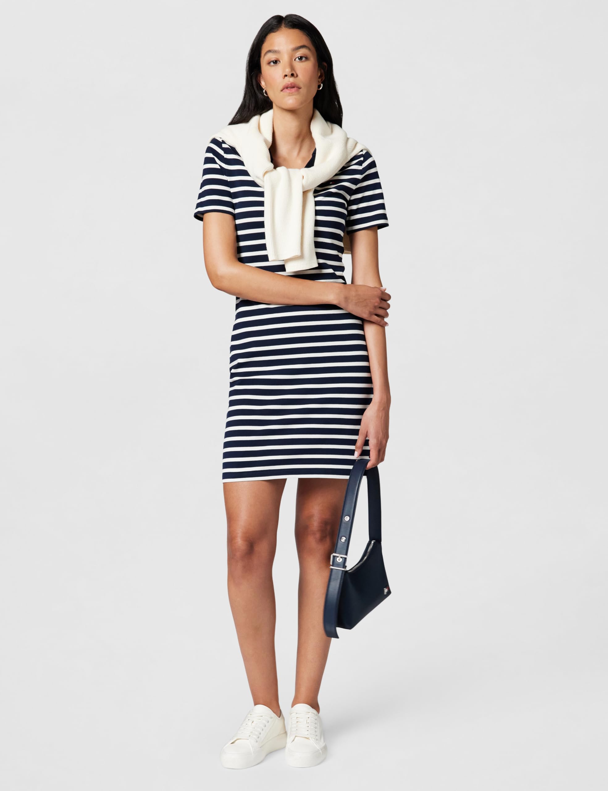 Tommy Hilfiger Damen Polokleid Slim Fit V-Neck Kurz
