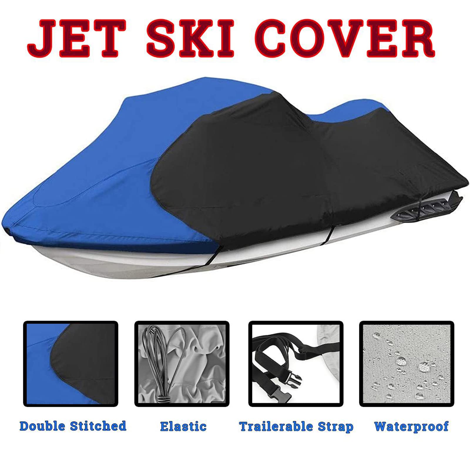 Jet Ski Abdeckung 900D Heavy-Duty - Wasserdichte Motorbootabdeckung Mit Windschutzschnallen Für Sea-Doo & Yamaha