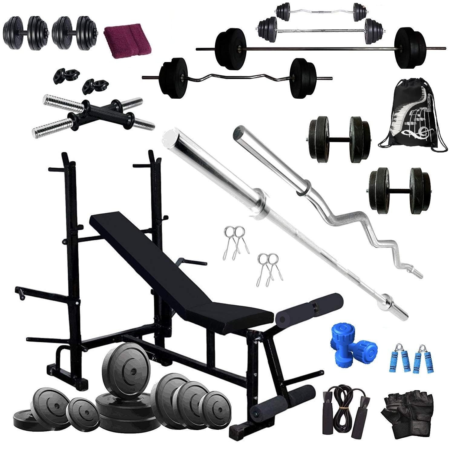 Bodyfit BF Deluxe 8IN1 Bench Weight Plates Home Gym and Fitness Kit,Strength Training Machine Dumbbell Set. (60kg Gym Set)-image-41