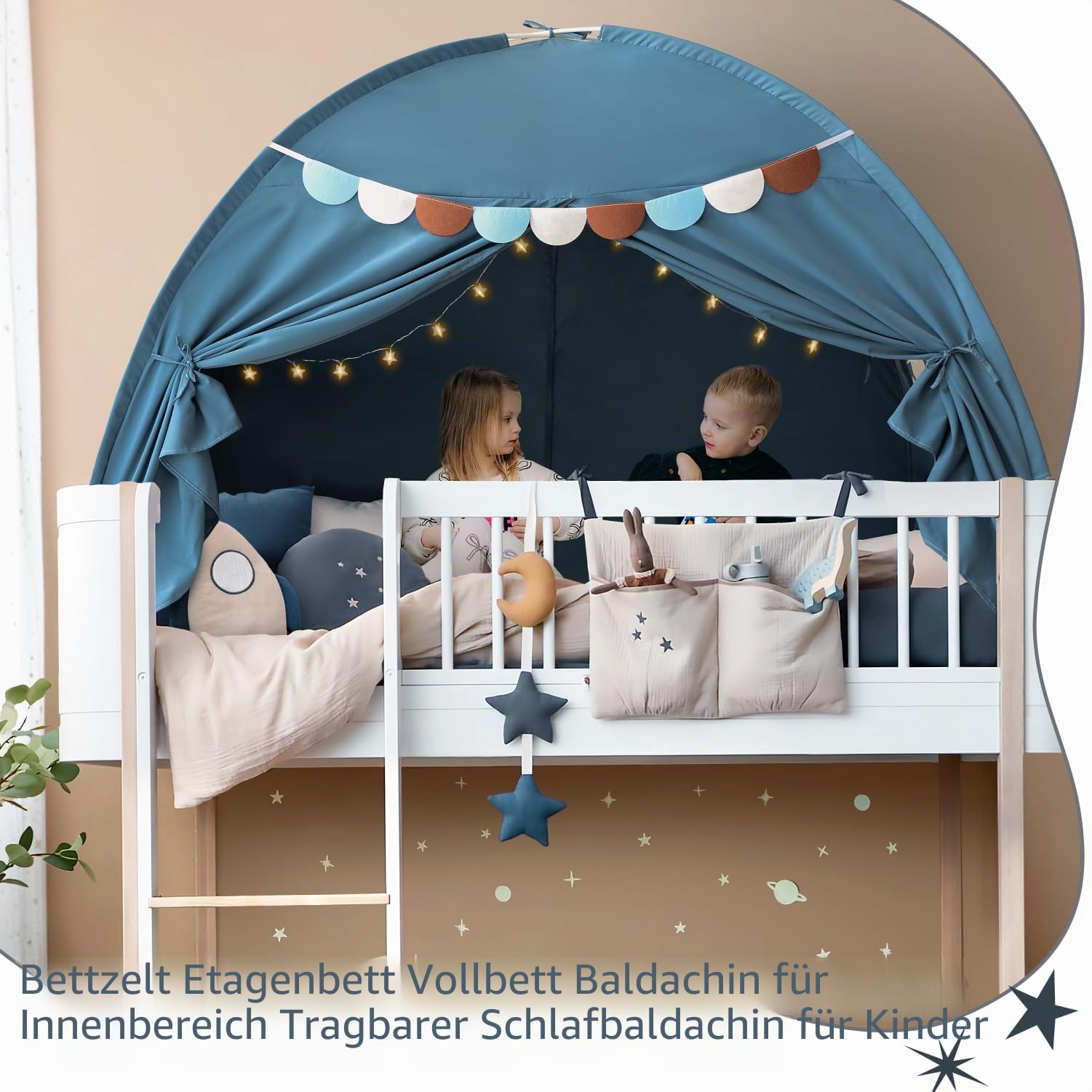 Razee Betthimmel in voller Größe für Kinder, Mädchen, Bettzelt, Traumschutz, Schlafzelte für den Innenbereich (Lichterketten und Wimpelbanner sind im Lieferumfang enthalten) (groß, blau)
