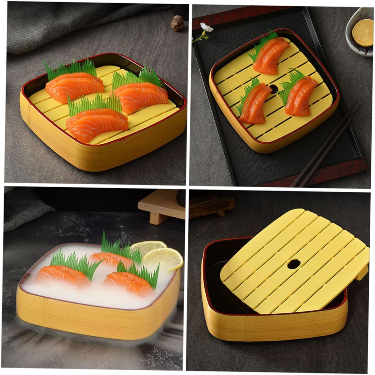 Zerodeko Sushi Serving Tray round Sushi Plate 8-inch Style Salmon Sashimi Dish Japanese Food Tray Reusable for Daily Use