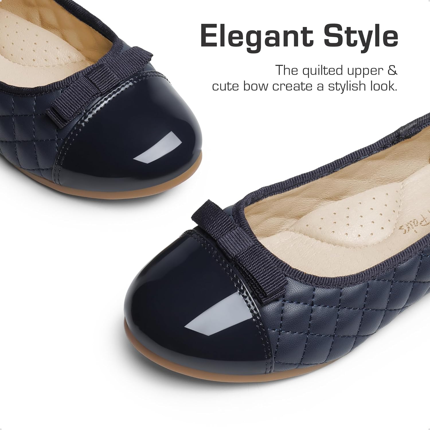 Dream Pairs Girls Dress Shoes Flower Girl Slip-on Bow Ballet Flats for Wedding, Party, School (Little Kid/Big Kid) - Image 3