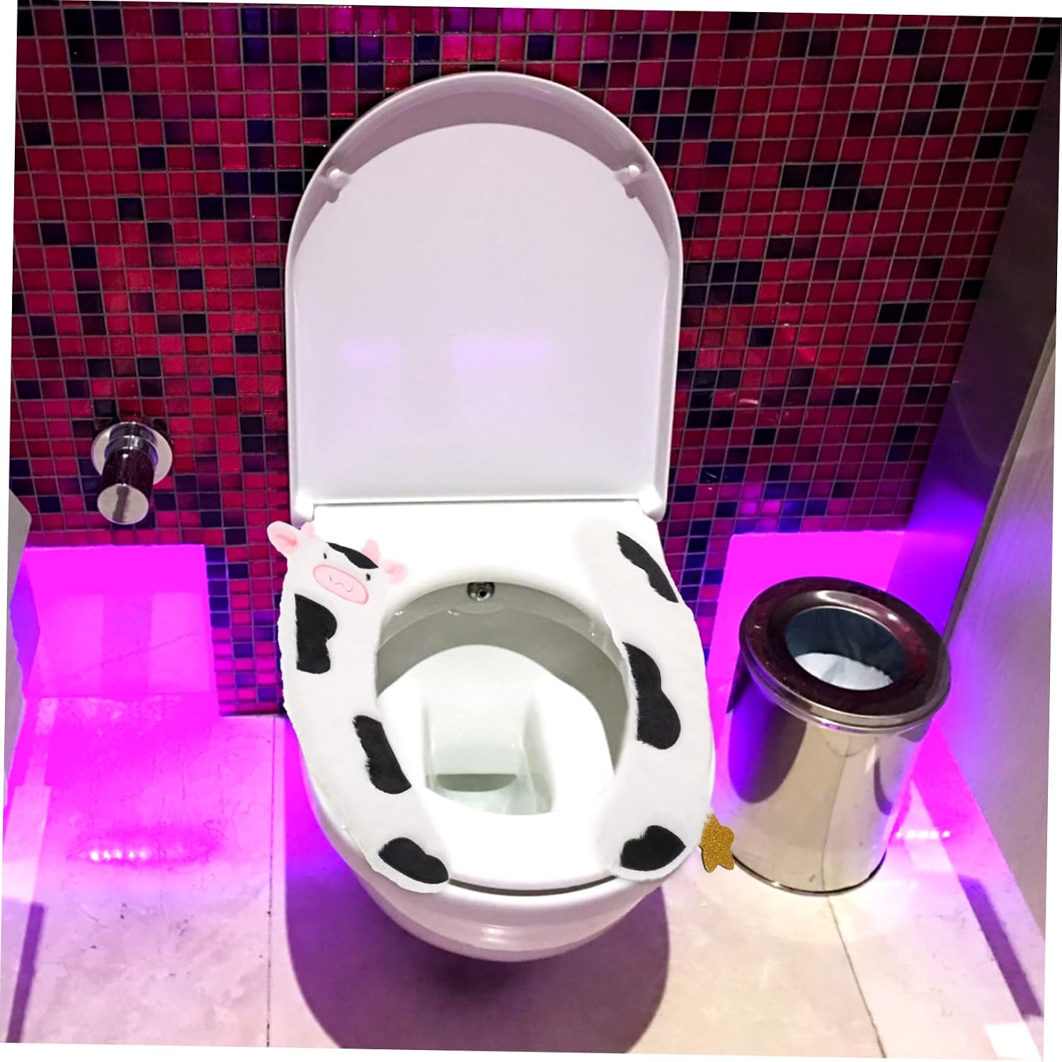 ORFOFE 2pcs Toilet Cushions Set Soft Comfortable Toilet Seat Covers for Home Plush Warmers Easy to Install Washable Lovely Design