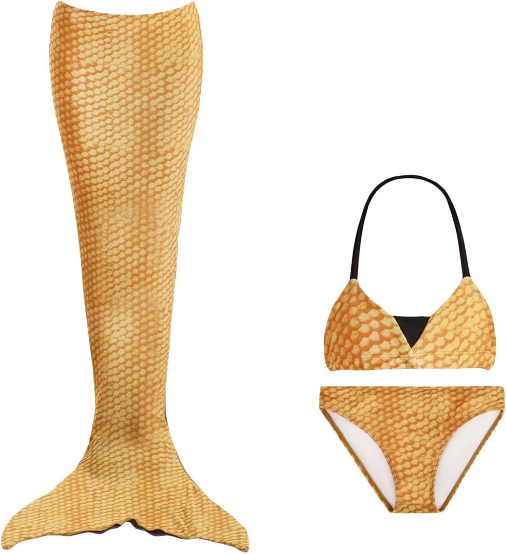 Tendol 3 Pc Swimming Mermaid Tail, Monofin Compatible, For Children, (Mono-fin not included) (Blue, Small)