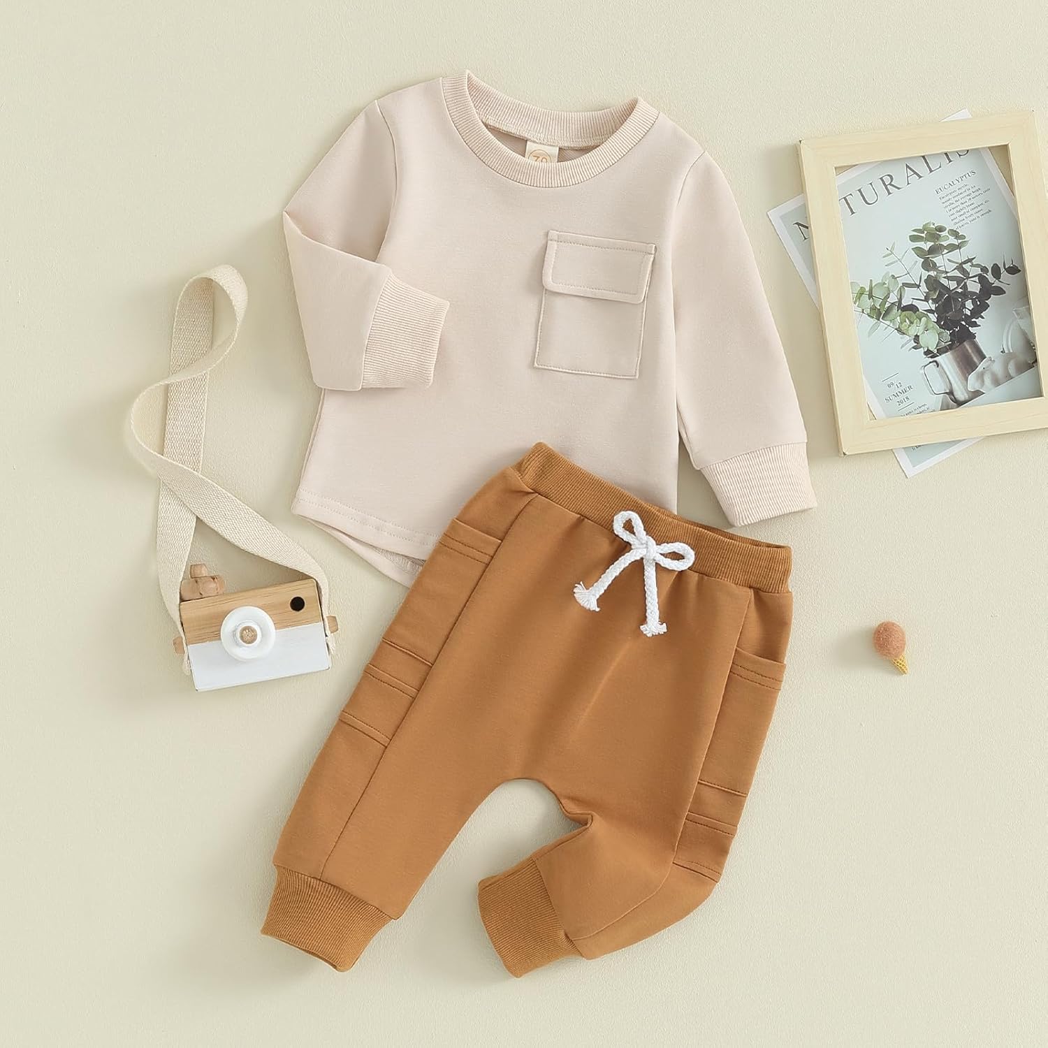 Kuriozud Toddler Baby Boy Fall Winter Clothes Long Sleeve Crewneck Pullover Sweatshirt Jogger Pants Set 2 Piece Outfit - Image 2