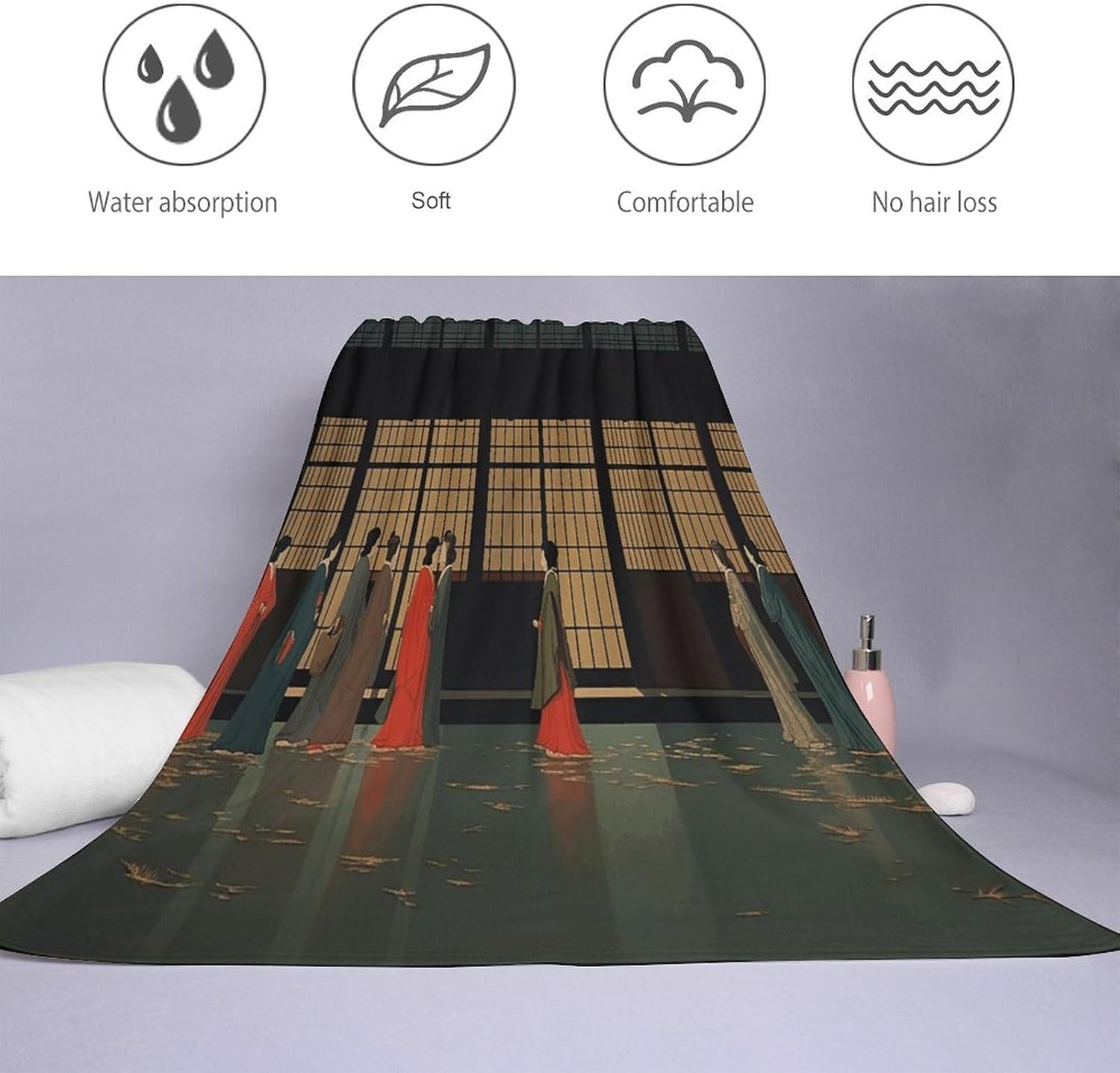 Oriental Style Girl Towel Vacation Accessories Essentials Soft Lighterweight，Bath Towel for Adults Women Men，Bath Towels Gift for All Occasions, Machine Washable.