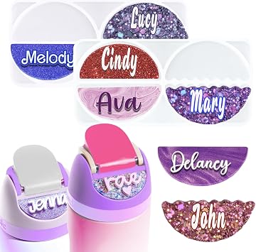 Name Plate Resin Molds Silicone for Owala Water Bottle,4Cavities 2Pcs Silicone Name Tag Resin Molds for Owala Tumbler Cup Lid,DIY Personalized Name Plate Making for Owala Water Bottle