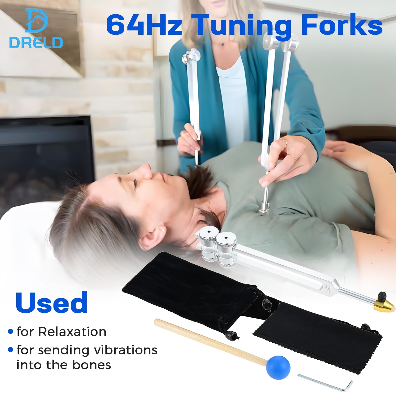 Accordeur Diapason 64Hz en Alliage d'Aluminium avec Marteau en Silicone
