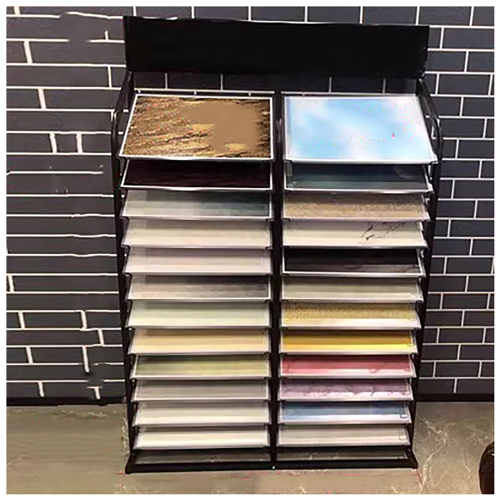 YNBSHGAA Floor Tile Display Stand Freestanding Rack for Ceramic Samples 12-Layer Storage with Card Slots for Building Materials Showroom,size_name-171x40x190cm