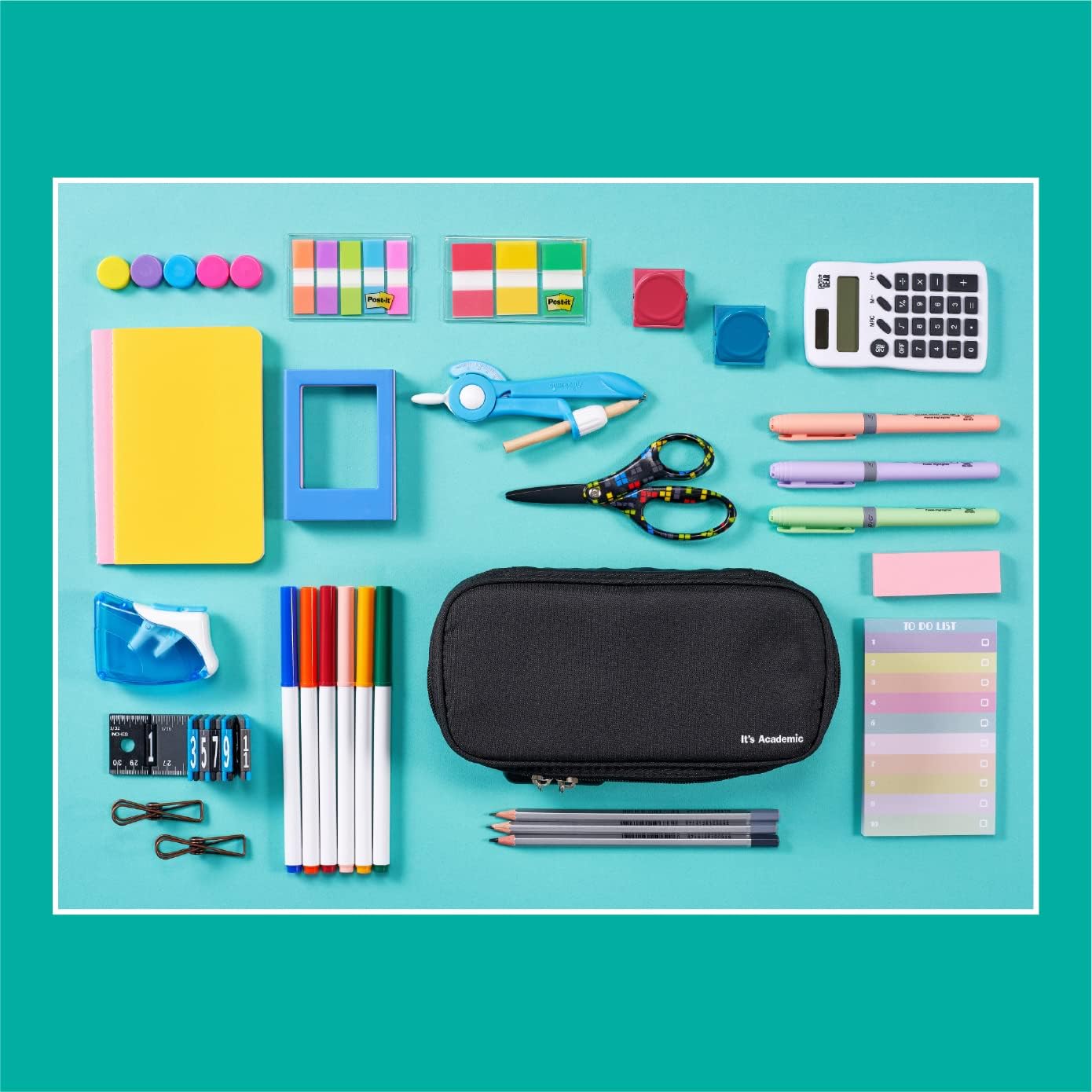 It's Academic Locking Pencil Case, For Office & School Supplies, Travel Organizer Bag, Compact, High Capacity, Light Weight, Black, 2-Pack