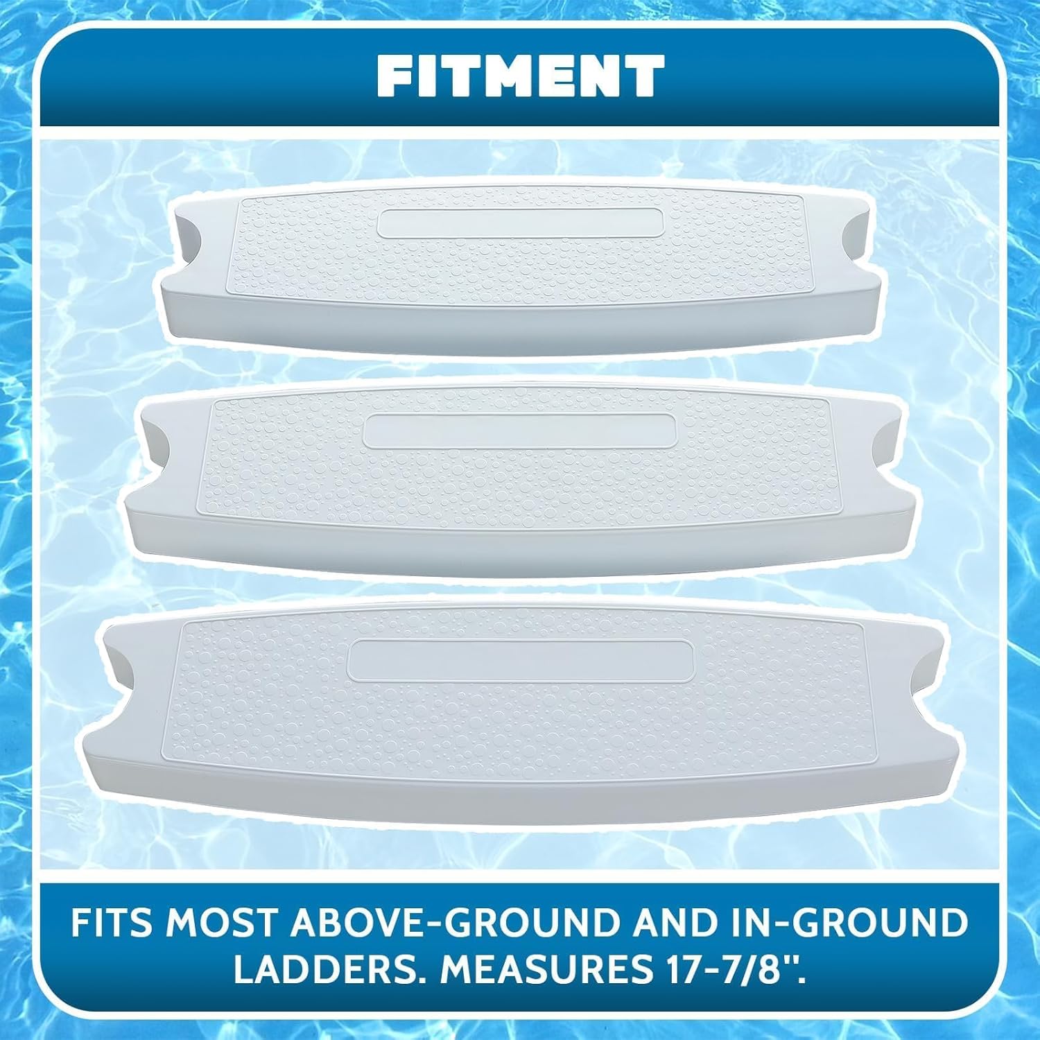 ECOTRIC Universal 18" Swimming Pool Ladder Steps Molded Plastic Rung Step Pedal Accessory Ladder Tread 87901 (3Pcs)