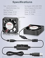 Vista 7 de 2Pack Wathai 40mm x 10mm Ventilador USB Mini con Control de Velocidad 5V, Pequeños Ventiladores USB para Computadora para Casco de Soldadura
