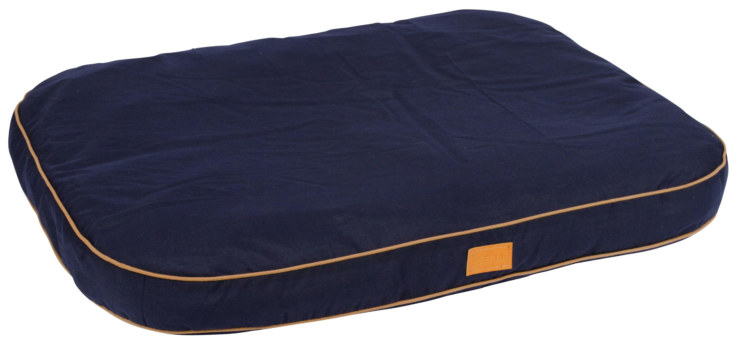 Kerbl Pet Jerome Cushion for Lounger Dog Bed, Dark Blue, Cognac, 60 x 40 x 6 cm, Polyester, for Dogs, Padded, Non-Slip Coating