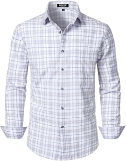 JEMITOP Men's Transitional Weather Slim Fit Long Sleeve Button Down Shirt Business Casual Dress Shirts with Pocket