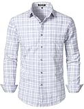 Men's Transitional Weather Slim Fit Long Sleeve Button Down Shirt Business Casual Dress Shirts with Pocket