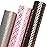 Ribbli Rose Gold Pink Birthday Wrapping Paper Mini Roll, 3 Rolls Grey Pink Black Geometry Pattern with Rose Gold Foil for Valentines Day Mothers Day Wedding - 17 inch x 120 inch(10feet) Per Roll