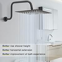 Vista 5 de NearMoon Brazo de extensión de ducha en forma de S con brida, tubo extensor de cabezal de ducha de tiro alto, extensión horizontal, conexión