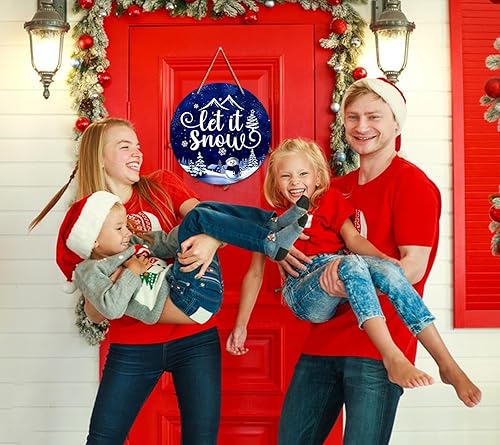 Miniatura 3 de D4DREAM Letrero de bienvenida de invierno, muñeco de nieve, decoración de invierno, con texto en inglés «Let It Snow», letrero de bienvenida para