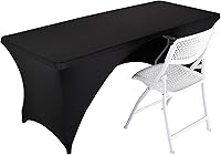 Vista 6 de LZY Paquete de 2 manteles ajustables para mesas plegables de 6 pies, espalda abierta, manteles rectangulares de elastano/elástico/elásticos