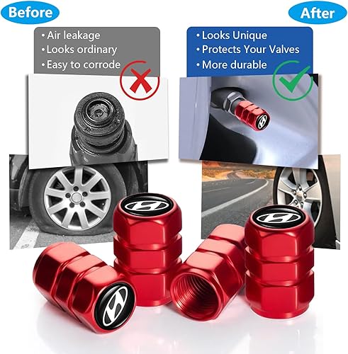 Miniatura 4 de ALSUP Tapas para válvulas de neumáticos, tapas universales de la serie Hyundai, tapas universales de diseño hexagonal, 4 tapas anodizadas para