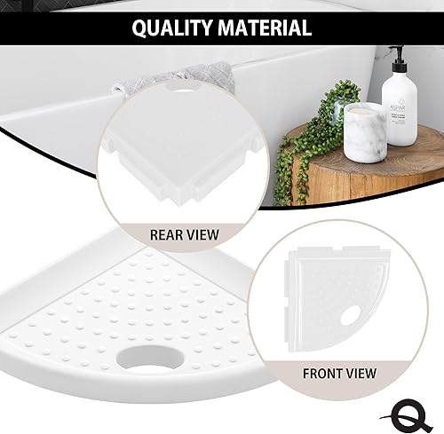 Miniatura 3 de Questech Decor - Reposapiés de ducha, estante de afeitado de ducha de esquina montado en la pared, con tapa para nueva construcción, organizador de