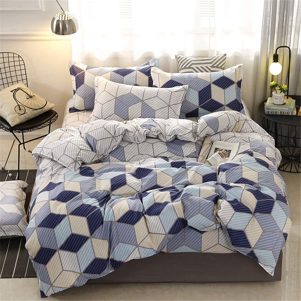 Parure de lit 4 pièces 2 personnes en microfibre avec drap et taies 140x200cm