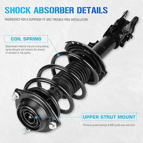 Miniatura 3 de Conjunto completo del muelle helicoidal de los puntales delanteros 172708 172709 compatible con amortiguadores 2011-2016 Hyundai Elantra Sedan L4