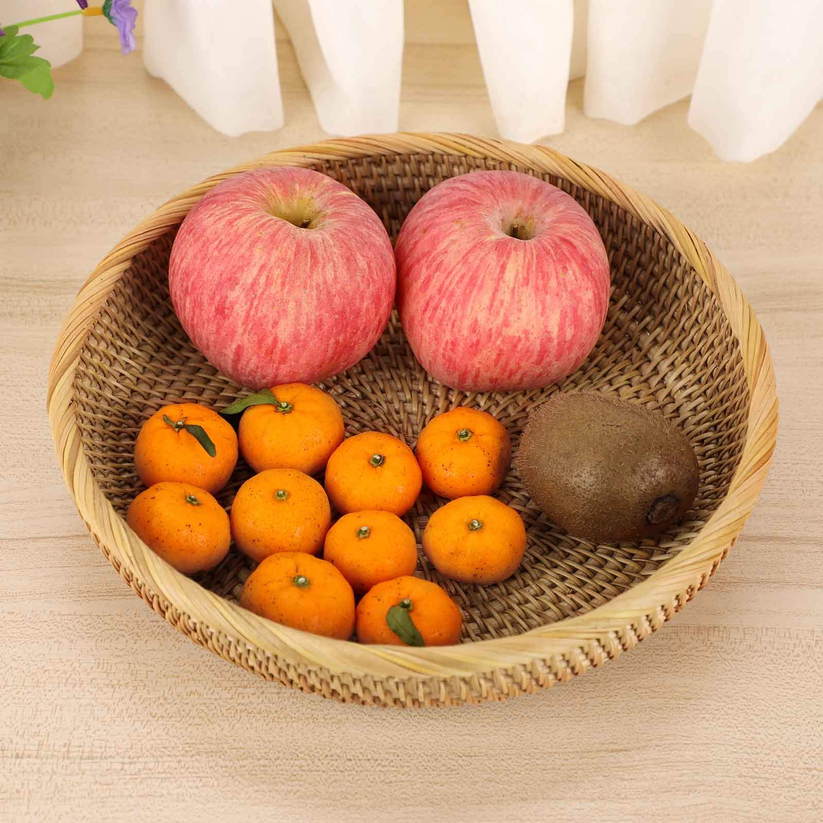 Set 3 Cestini In Rattan - Rotondi Con Bordo Ondulato, Per Frutta, Pane O Decorazione, 3 Misure - Foto 12