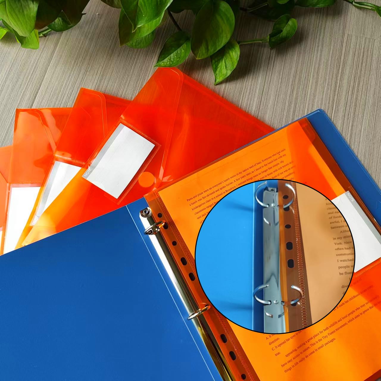 A4 Plastic File Folder Clear Document Folders 12x9.4In Sheet Protectors for 11 Ring Binder Office Supplies Transparent Document Bag Paper Holder(30Pcs Orange) - Image 4