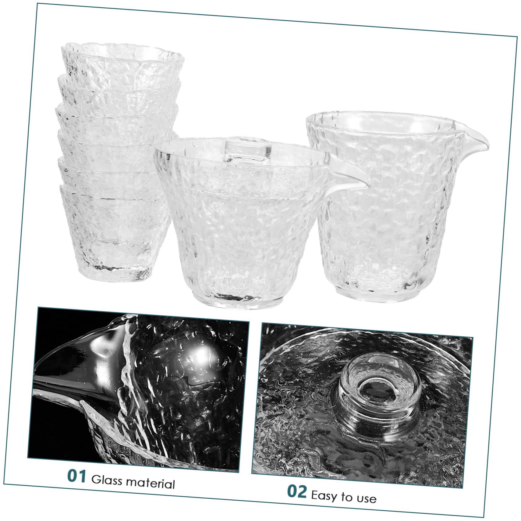 BESTYASH Glas Teegeschirr Satz Hitzebeständig mit Teezubereitung für Tee und Kaffee Kleine Teetassen Zubehör Chinesisches Teeservice Transparent Langlebig