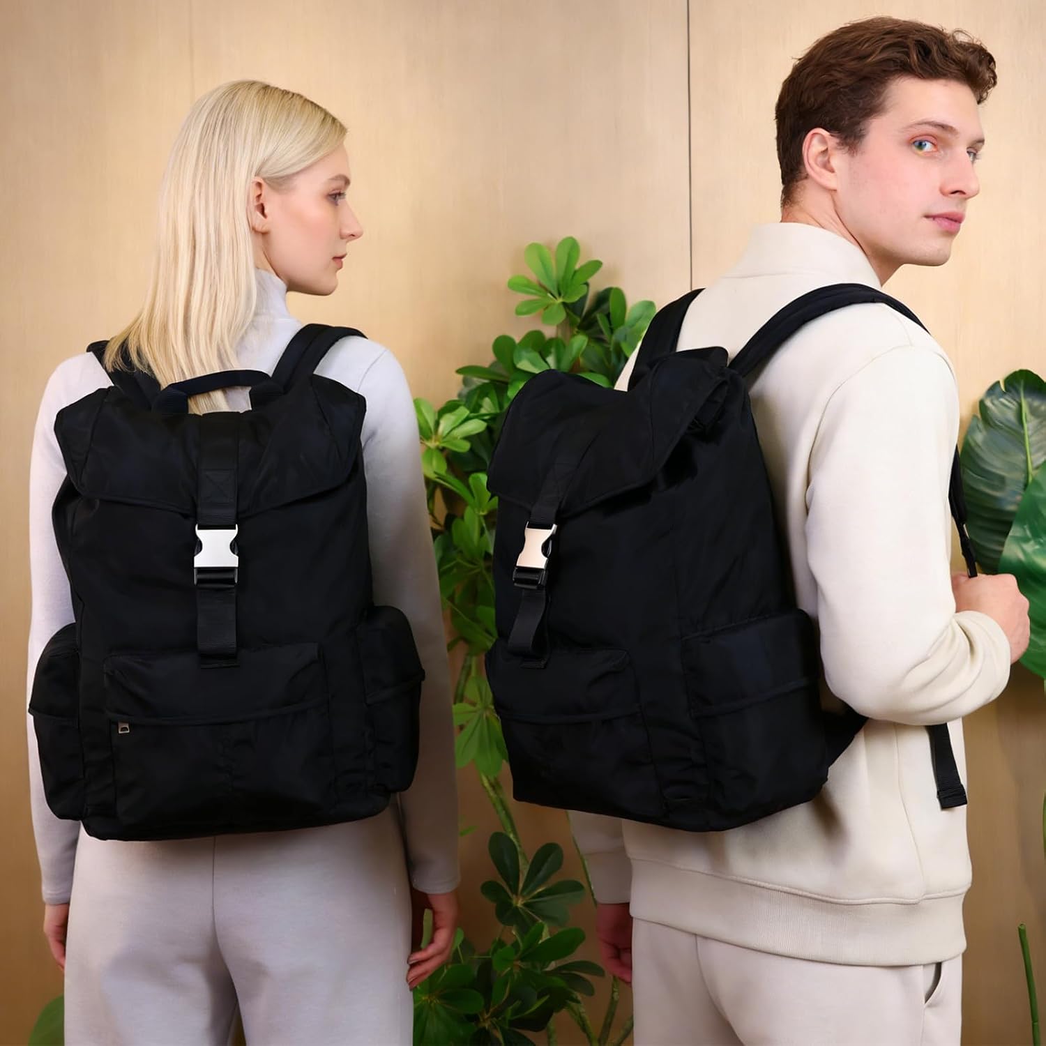 Casual Travel Backpack for Men and Women Laptop Bag Bookbag Carry On Daypack for Hiking Work Gym College Personal Item Travel Bag(Black)