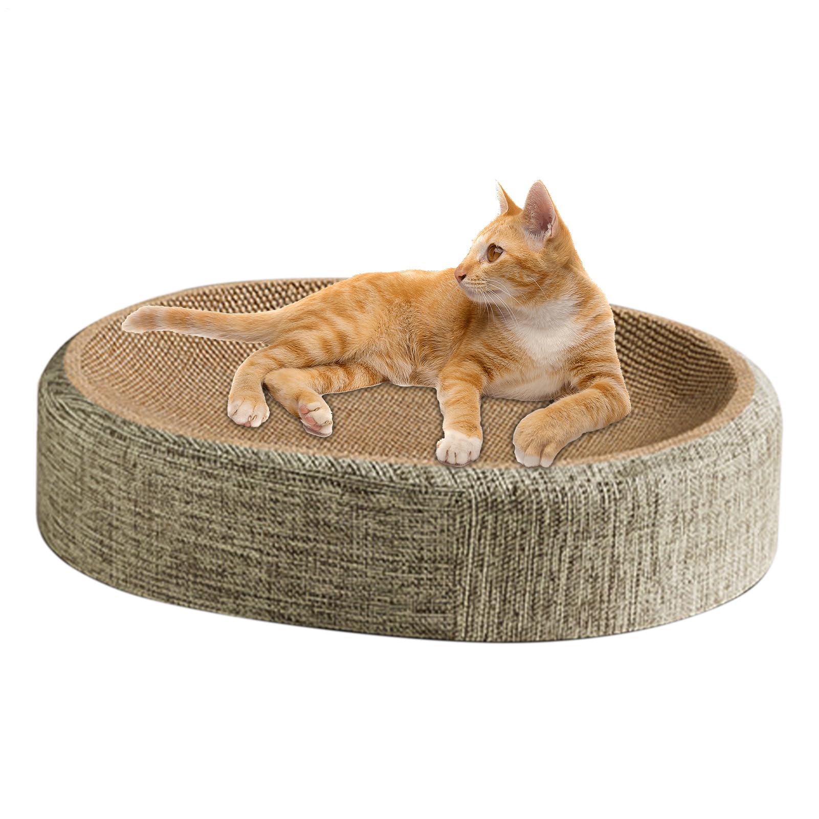 Oval Cat Scratching Board, Cat Scratcher Bed, Sisal Scratch Pad For Cats, Non-slip Base Kitten Bed, Wear-Resistant Pet Supplies For Rest Play Furniture Protection