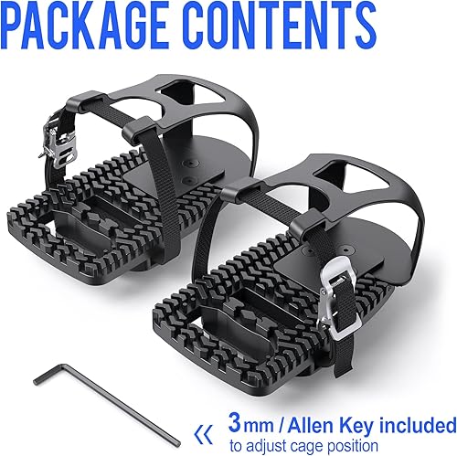 Miniatura 7 de Miden Jaulas para dedos para bicicleta de interior y bicicleta giratoria, adaptadores de pedales para zapatos regulares, pedales, jaula de zapatos,