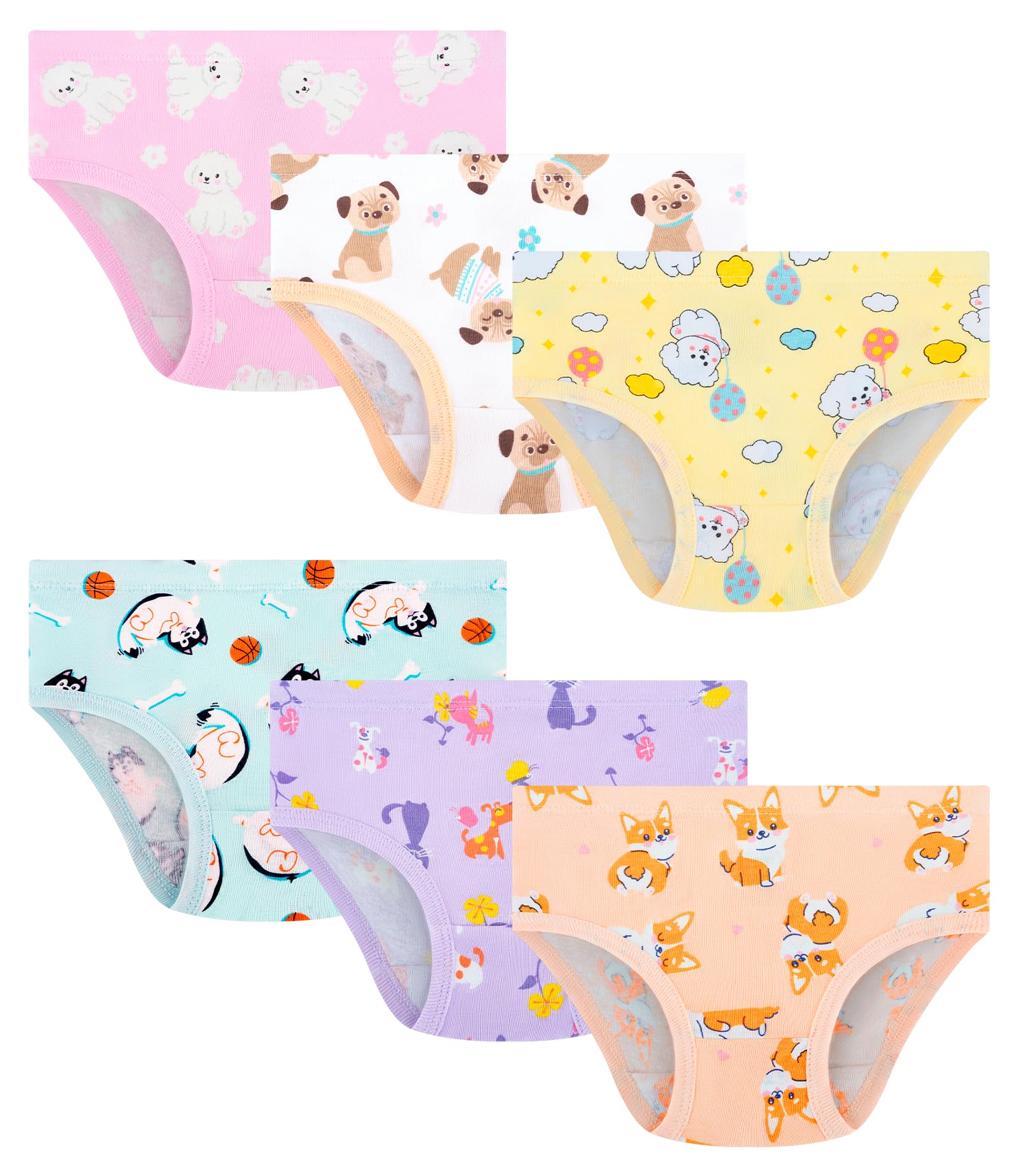 Girls and Toddlers 100 Cotton Underwear Tagless Soft Panties Size 2-3T 4-5T 6 8 10 12 6-Pack