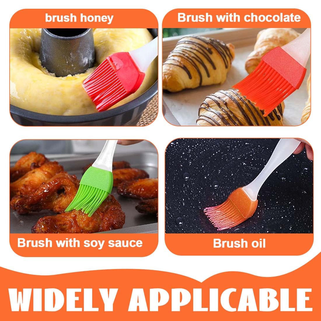 9 Pezzi Pennello da Cucina in Silicone, Pennello per Barbecue Alta Temperatura Anti-Perdita Setole, Pennello per Salse Uova Miele, per Cottura Domestica Campeggio Ristorante