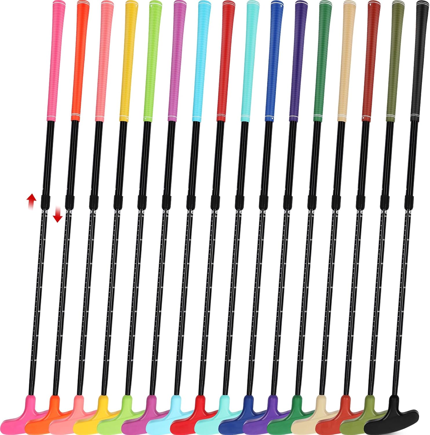 Shappy 16 Pack Golf Putters for Men and Women Adjustable Length Two Way Mini Golf Putters Kids Putter Bulk Right Left Handed Golfers Golf Clubs Set for Children Junior Adult