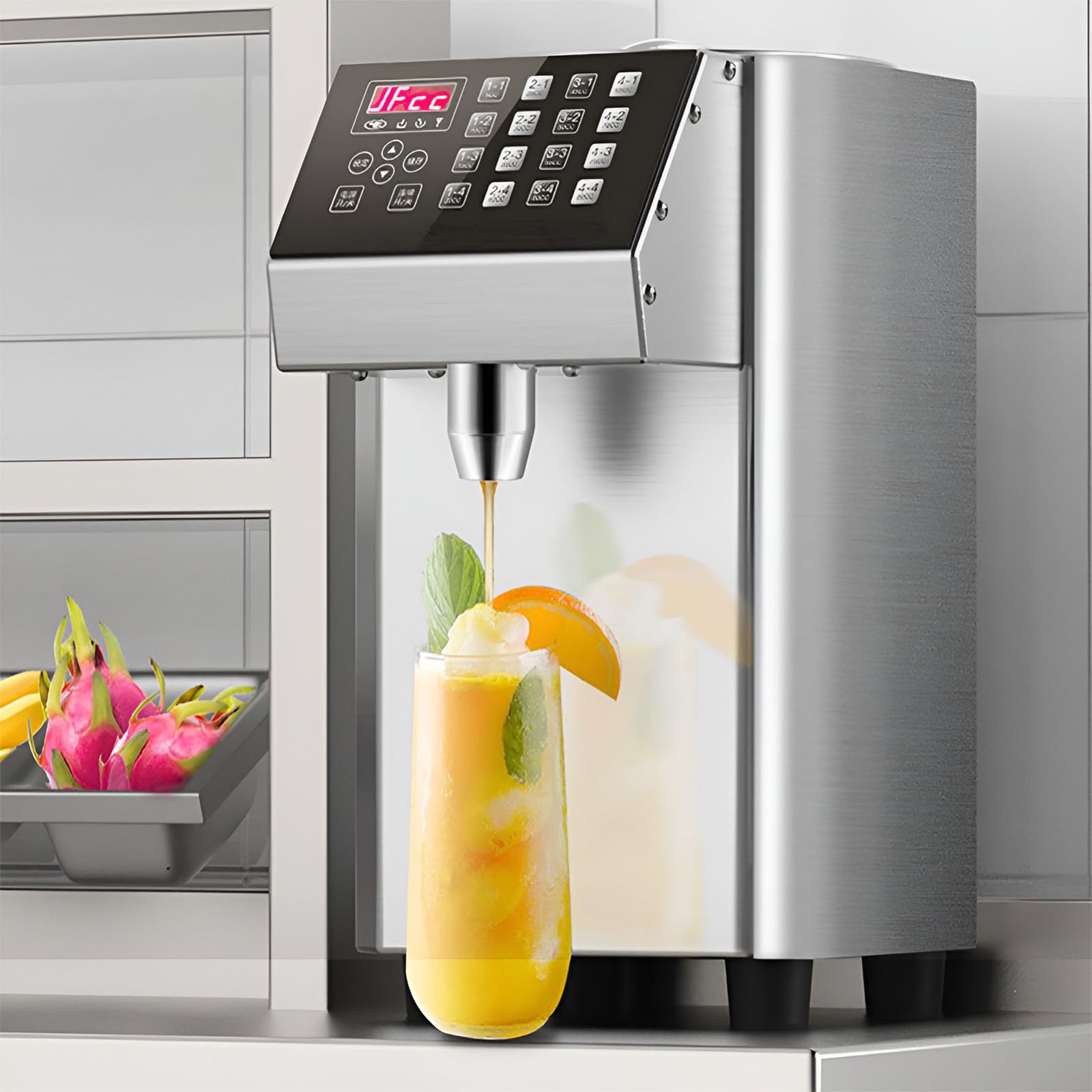 Automatischer Fructose-Spender, 8L-Sirup-Spender-Maschine, Edelstahl-Zucker-Spender für Bubble Tea, Kaffee und Saft-Shops