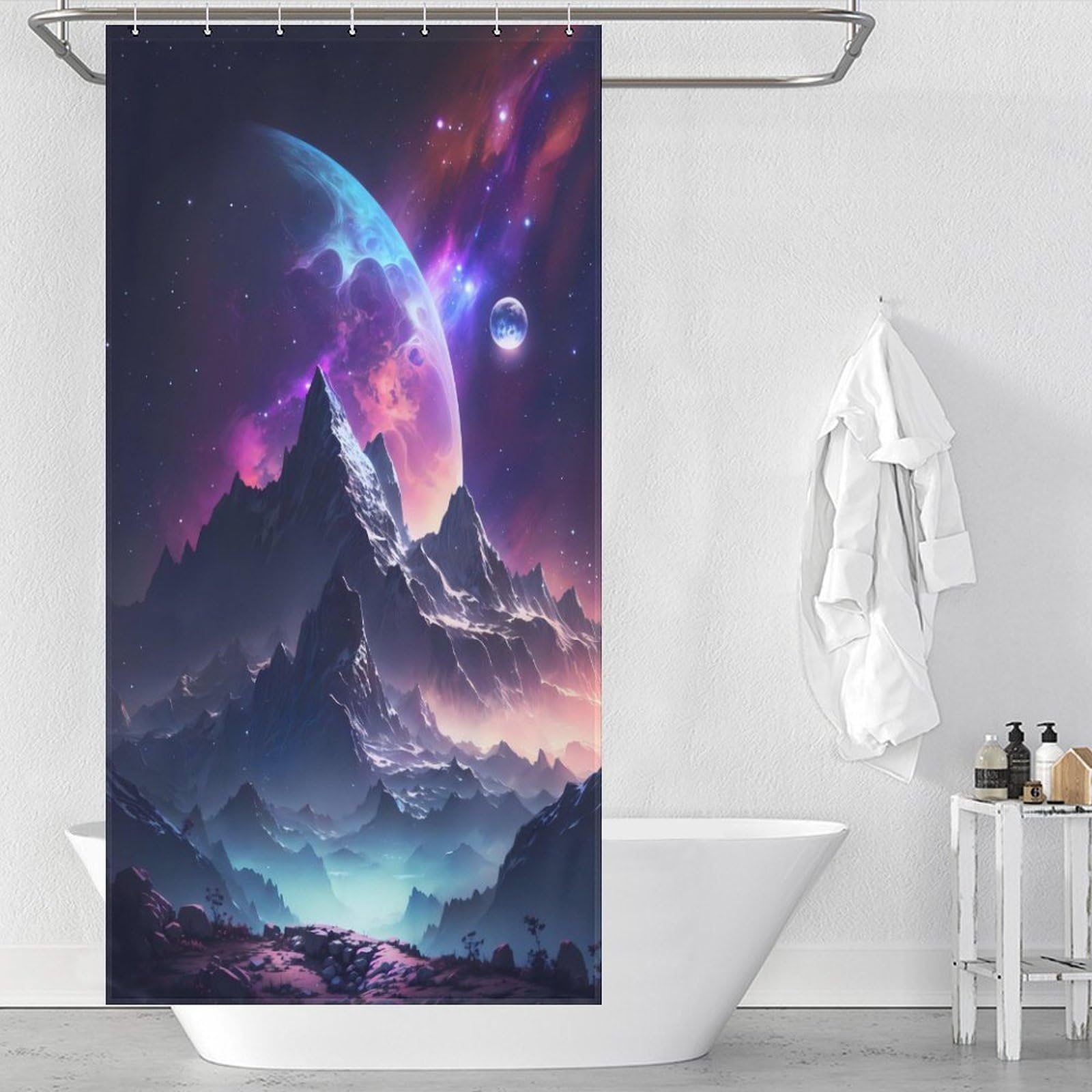 Rideaux de salle de bain anti moisissure rideau douche 90x180cm polyester Galactic Wonders