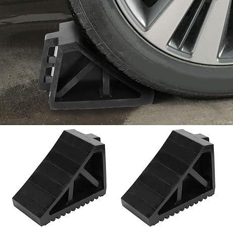 Amazon タイヤストップブロック タイヤストッパー トレーラーカー用2個ブラックカラー タイヤ止め 車 バイク