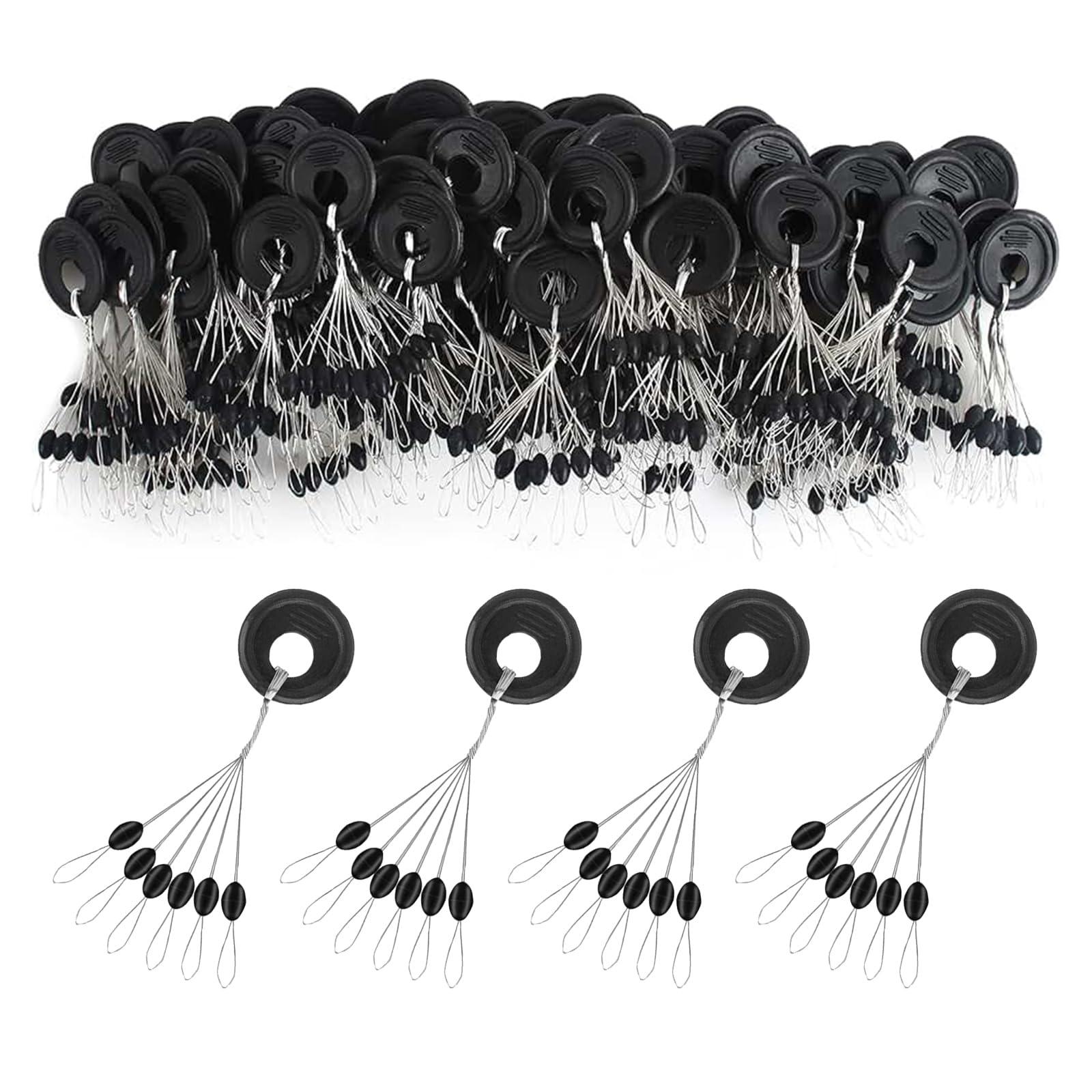 Cerioll Goma Tapón Flotador De Pesca, Tapones De Goma Pesca 6 En 1, Topes De Goma 6 En 1 para Pesca, 600 Piezas Tapón Flotador De Pesca De Goma, Tapón De Goma para Pescar, Tapones De Pesca De Goma
