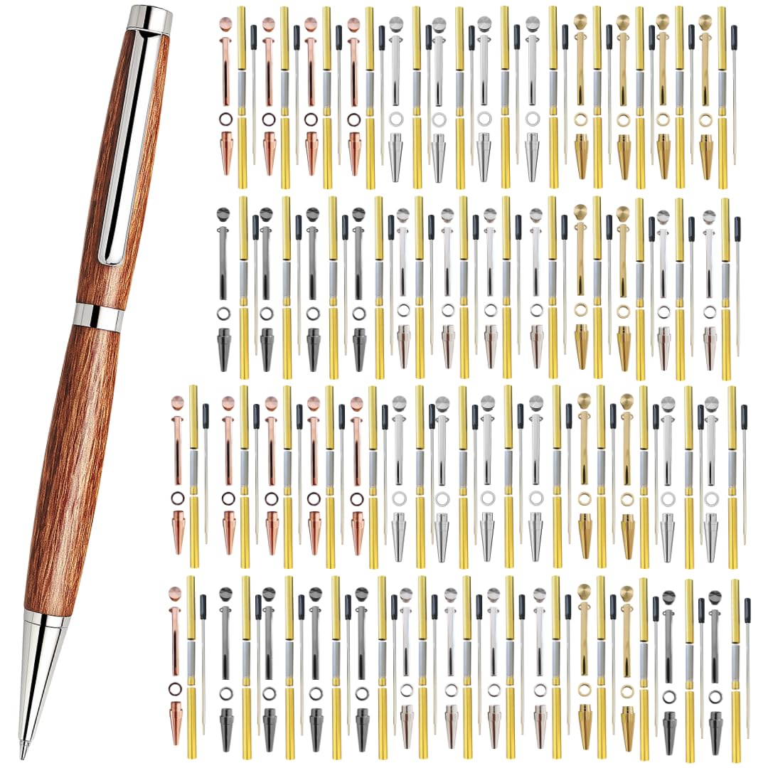 銘木のポールペンセット WoodenTwi ペンセット 50本入り、様々な仕上げ 7mm ツイストペンセット