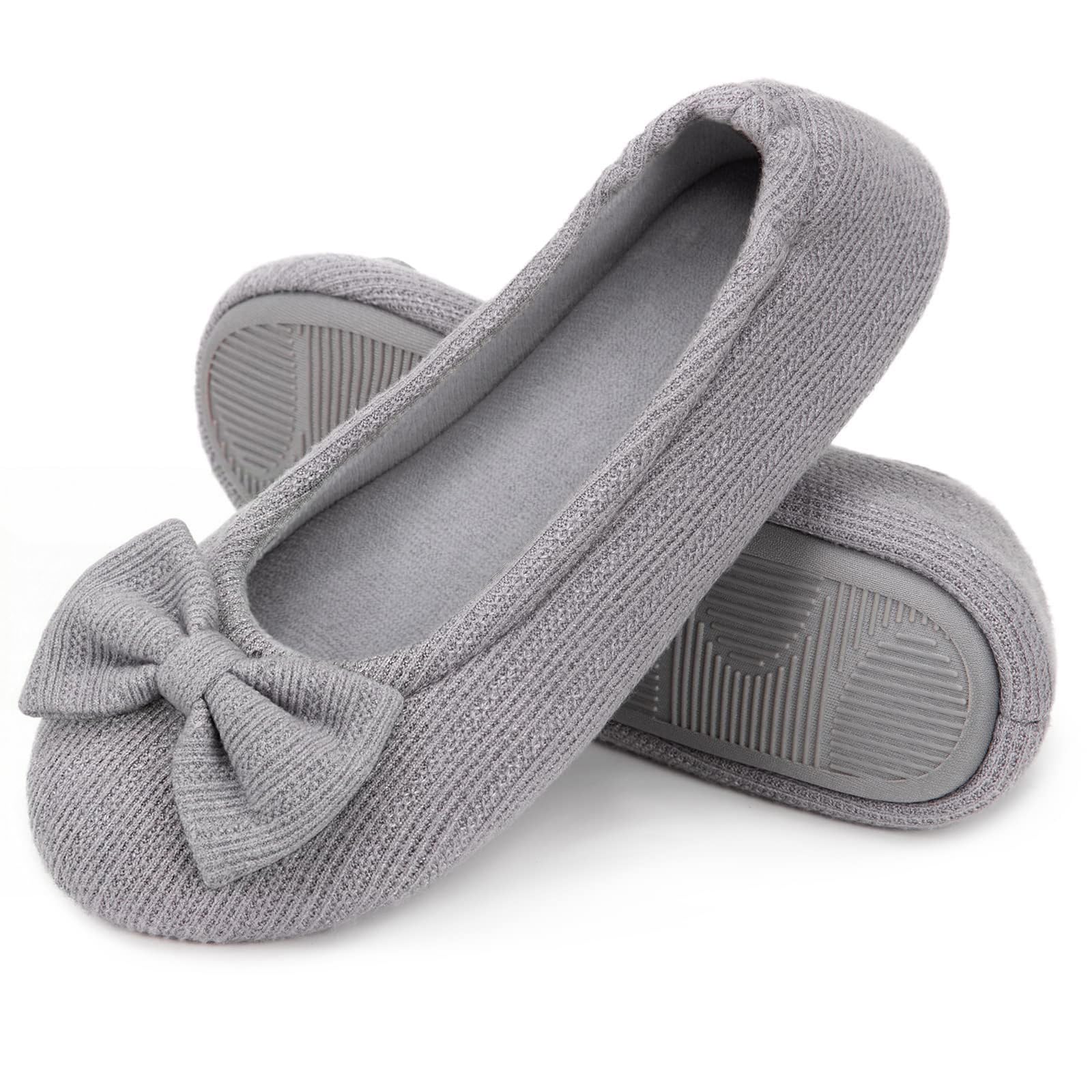 EverFoams Damen Ballerina Hausschuhe Leicht Frottee Baumwolle Memory Foam Geschlossen Pantoffeln