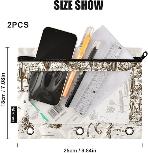 Vista 57 de Gredecor Estuche para lápices con 3 anillos, con cremallera de dinosaurio, paquete de 2 unidades, organizador transparente para la escuela