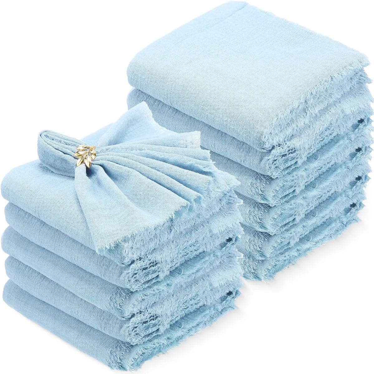 SYSUII 42 x 42 cm, 24 stuks stoffen servetten, katoen, mousseline servetten, stof, tafelservetten, afwasbaar, servetten, bruiloftsservetten voor feest, verjaardag, café, restaurant, keuken, blauw SYSUII 42 x 42 cm, 24 stuks stoffen servetten, katoen, mousseline servetten, stof, tafelservetten, afwasbaar, servetten, bruiloftsservetten voor feest, verjaardag, café, restaurant, keuken, blauw