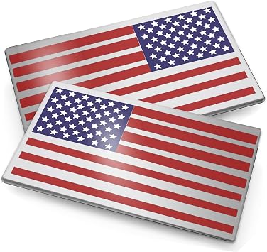2 Pack Embossed 3D Metal All Black American Flag Emblem Decal Stickers, Matte Black Bumper Stickers Compatible with Jeep, Trucks, RV, SUV and More-Red